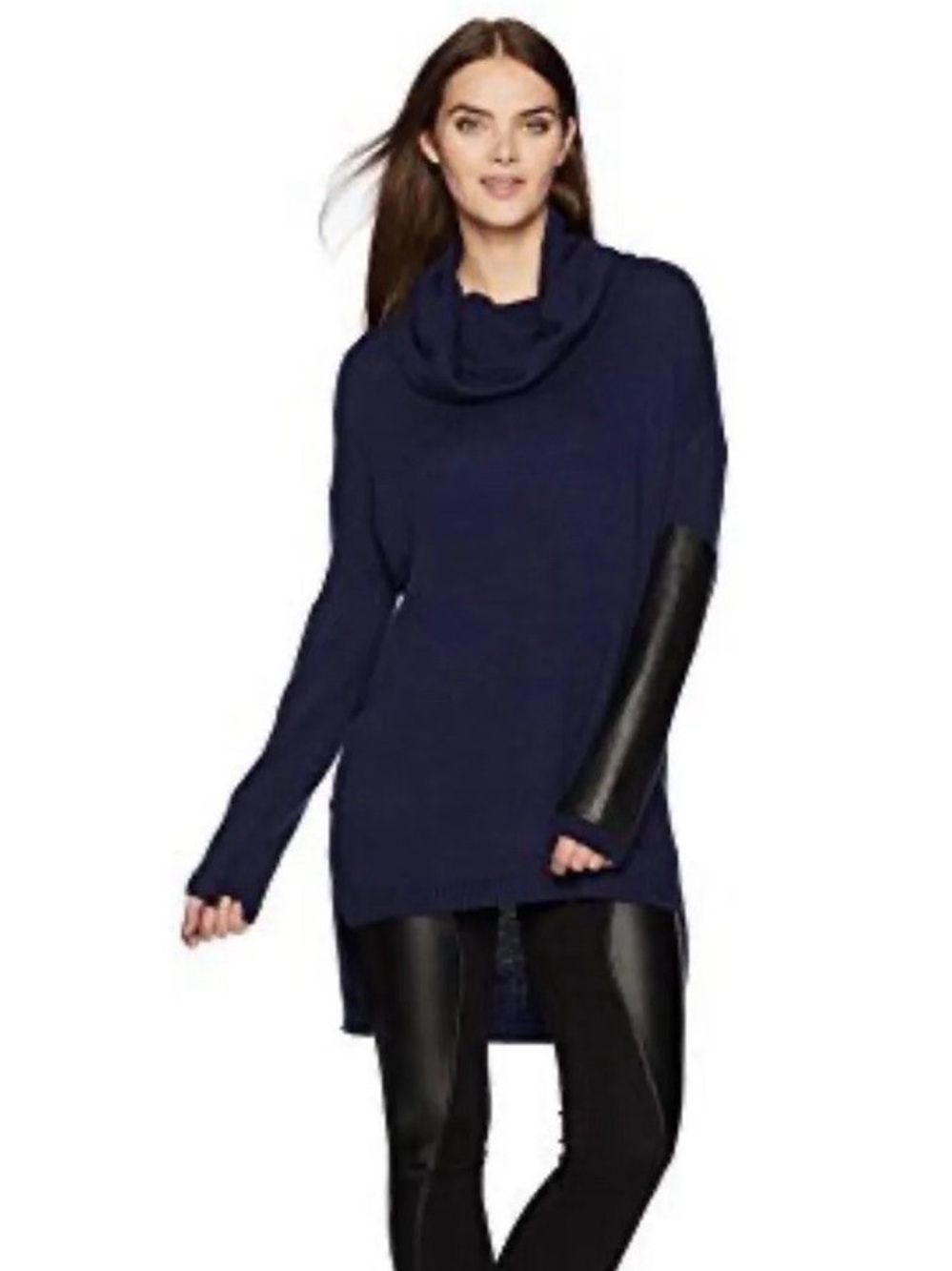 BCBGMaxAzria Navy Cowl Neck Sweater